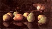 Stilleben mit Birnen und Trauben in Kupferschale Otto Scholderer